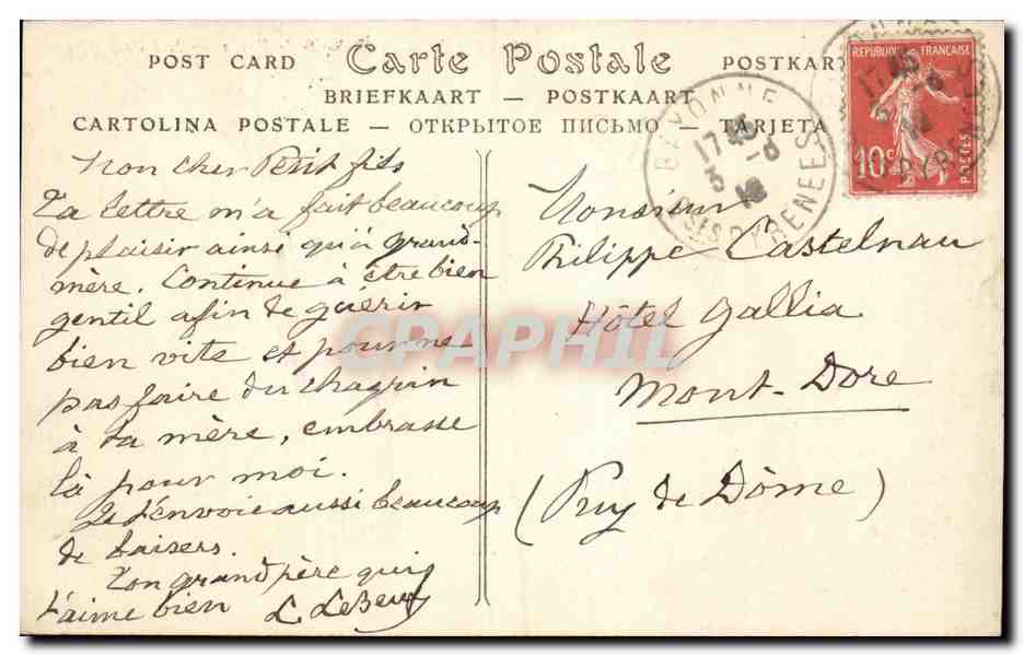 CPA Biarritz Le rocher de la vierge — Verso