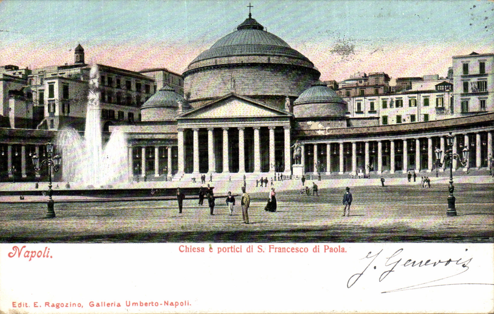 CPA Italie Italia Napoli Chiesa e portici di S Francesco di Paalo