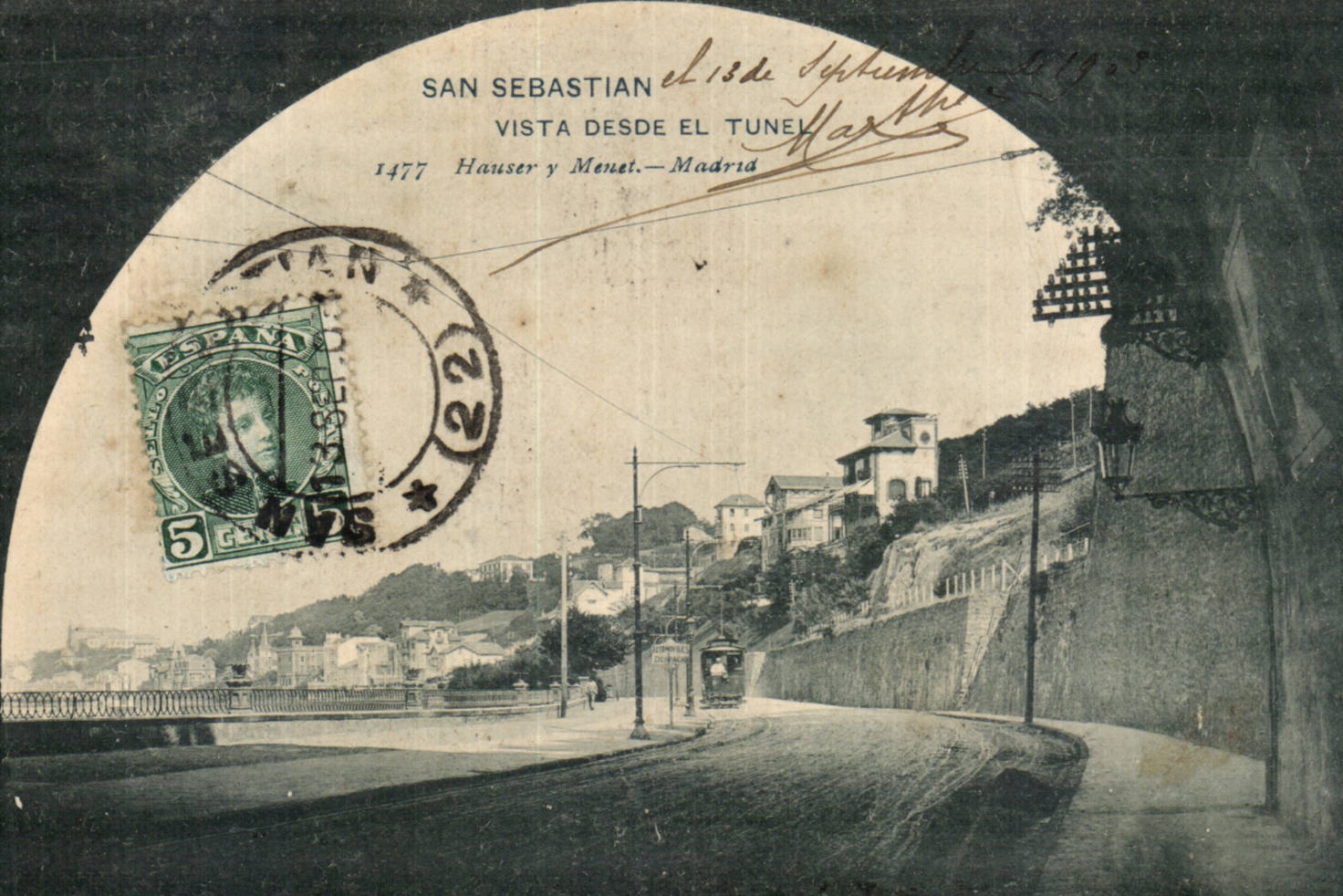 CPA Espana Spain Espana San Sebastian Vista Desde el tunel
