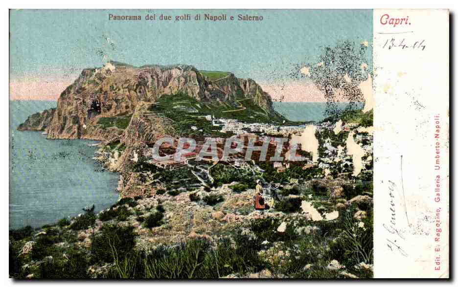 CPA Italie Italia CApri Panorama dei due golfi di napoli e Salerno