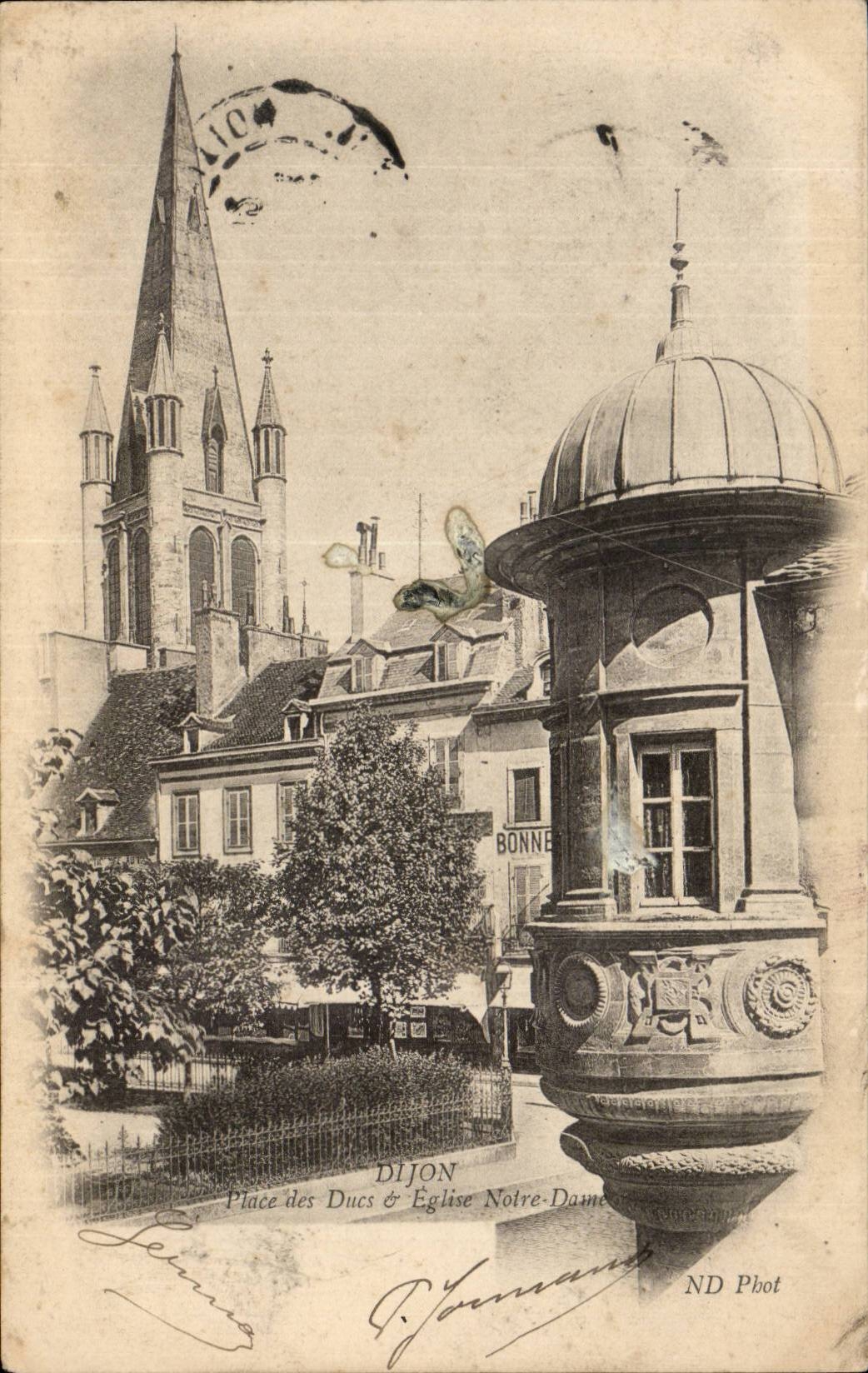 CPA Dijon Place des Ducs et eglise Notre Dame