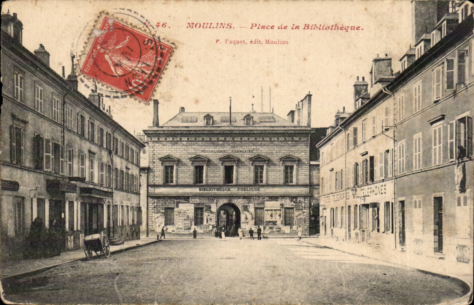 Moulin - Place de la Bibliothèque — Bibliothèque publique — P. Faquet, édit. Moulin