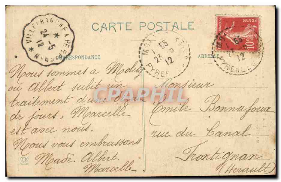 Mulitg les Bains CPA L'etablissement et le chateau — Rückseite
