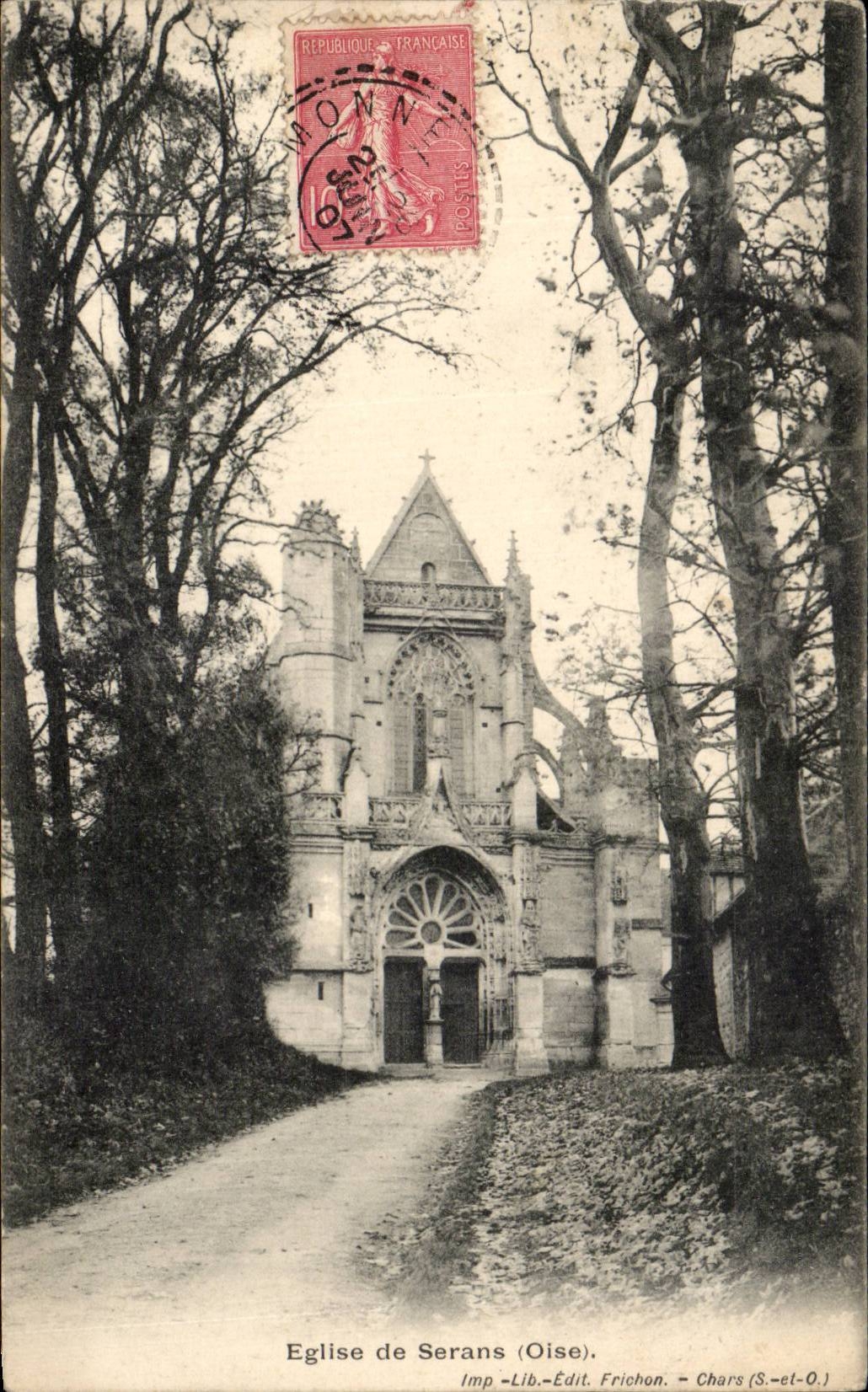 Église de Serans (Oise) — vue de l'édifice gothique — Imp. Lib. Edit. Frichon, Chars (S.-et-O.)