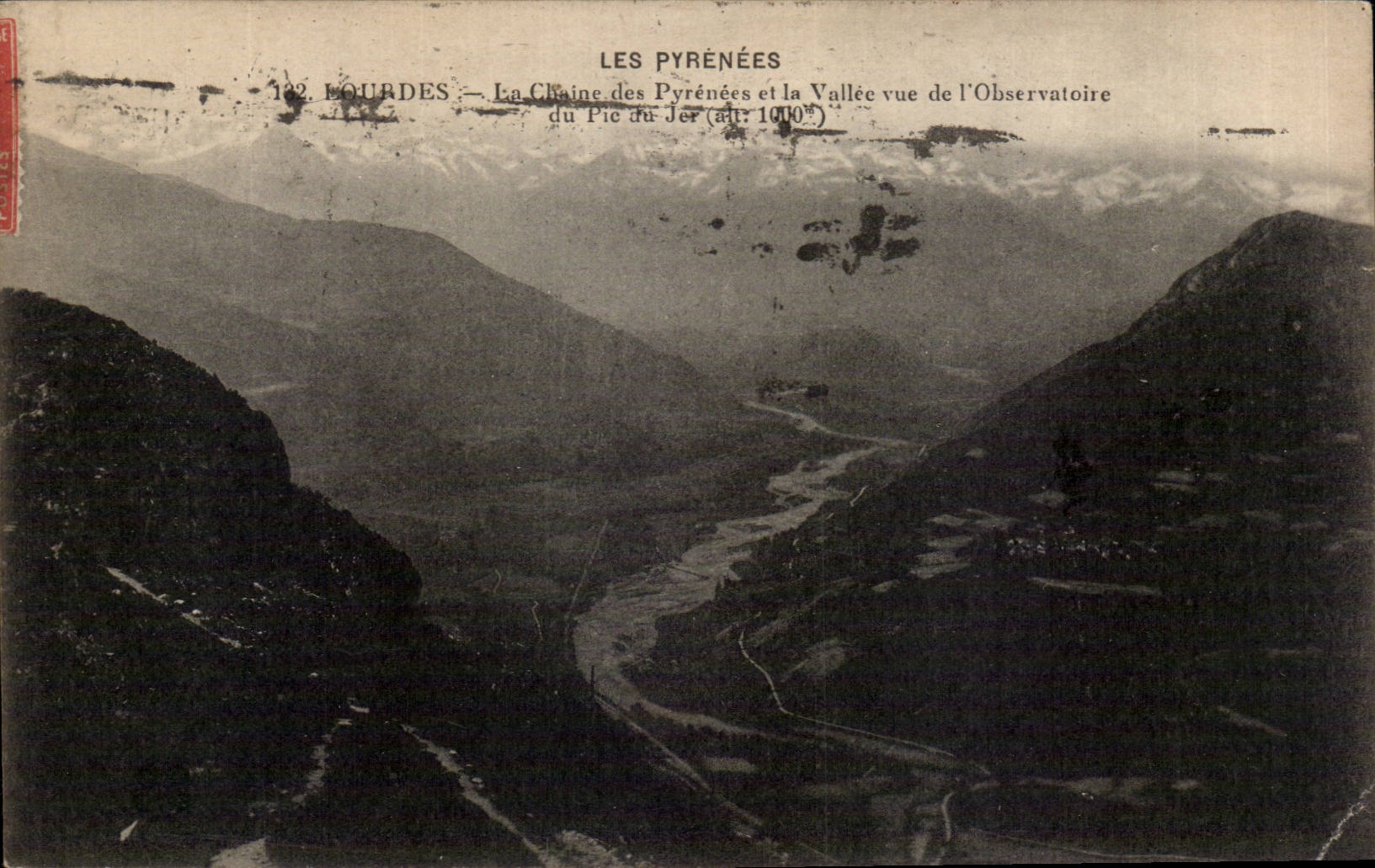 CPA Lourdes La chaine des Pyrenees et la vallee vue de l'observatoire