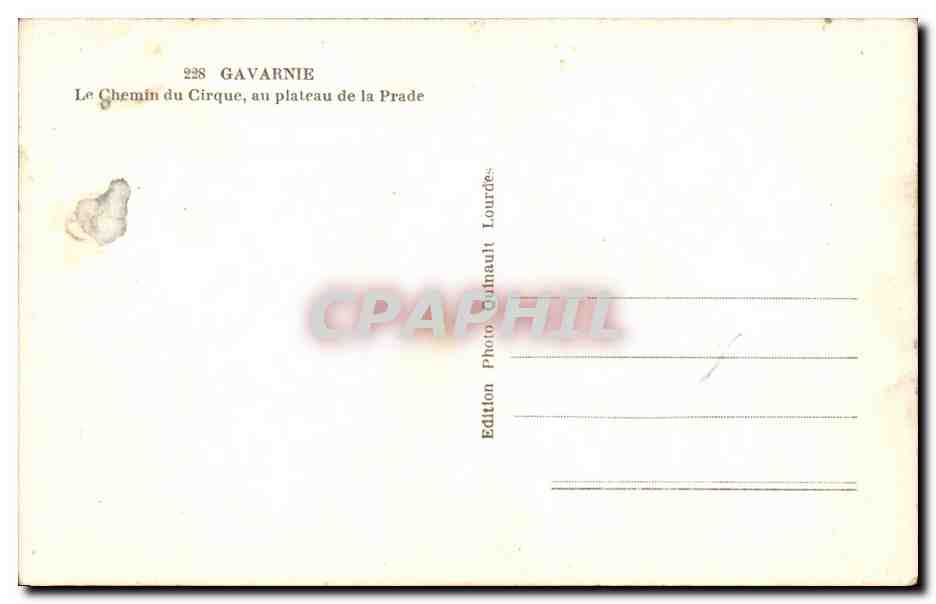 CPA Gavarnie Le chemin du cirque au plateau de la Prade — Verso