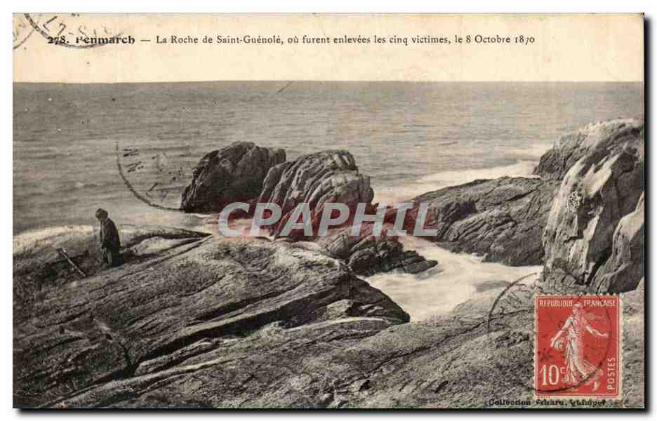 CPA Penmarch la roche de Saint Guenole ou furent enlevees les 5 victimes le 8 octobre 1870