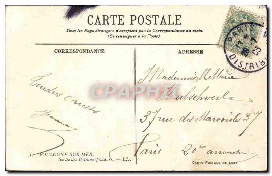 Sortie des Bateaux pêcheurs — Boulogne-sur-Mer — Carte Postale de Luxe — Reverso
