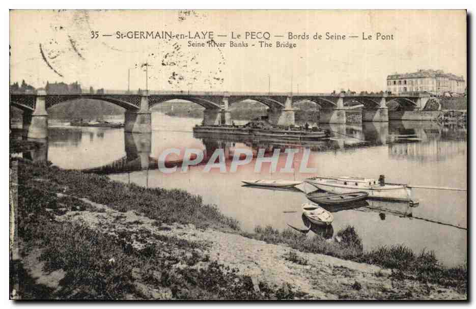 CPA Saint Germain en Laye le Pecq Bords de Seine Le pont