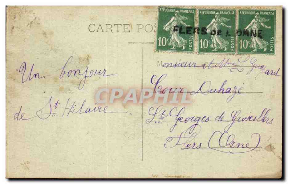CPA Les loges Marchis L'eglise ( cachet Flers de l' Orne ) — Rückseite