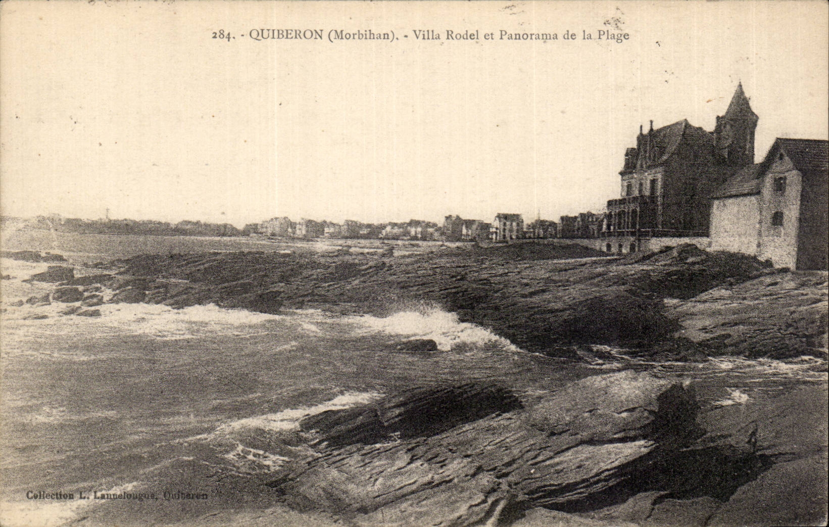 Quiberon (Morbihan) - Villa Rodel et Panorama de la Plage — Collection L. Lannelouque, Oudibaren