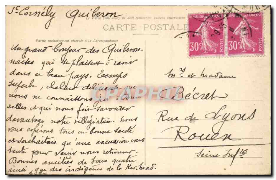 Quiberon (Morbihan) - Villa Rodel et Panorama de la Plage — Collection L. Lannelouque, Oudibaren — Rückseite