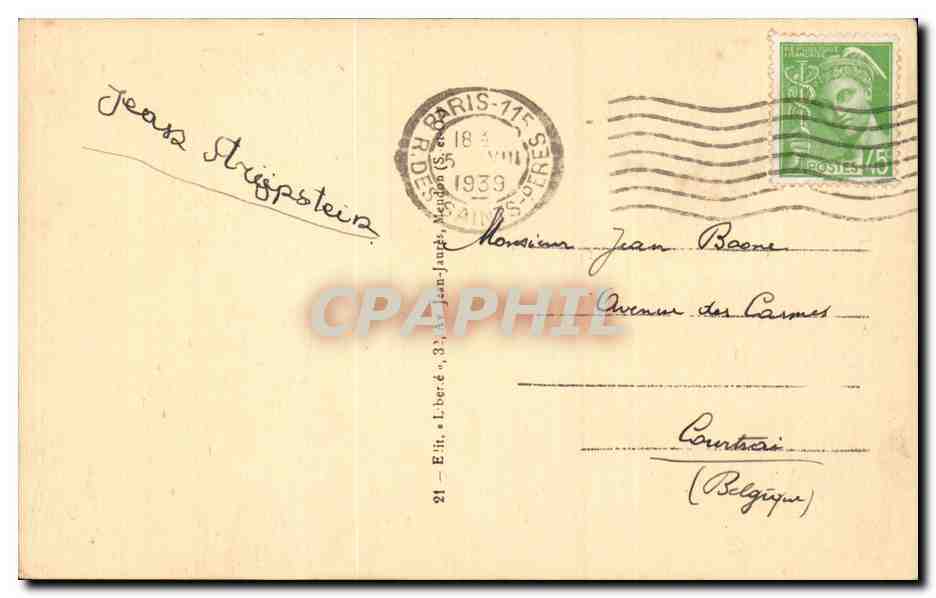 CPA Paris Le pantheon — Verso