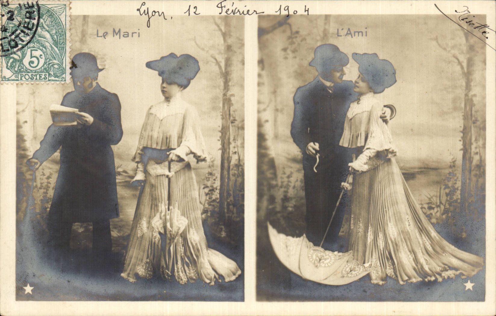L'Ami et Le Mari — scène de couple — Papier Guilleminot, Série N° 744
