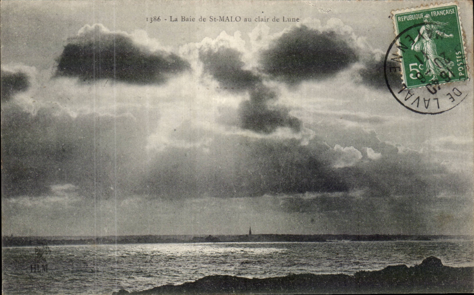 La Baia di San Malo sotto la luna - H. Le Maillot, editore, n° 1386