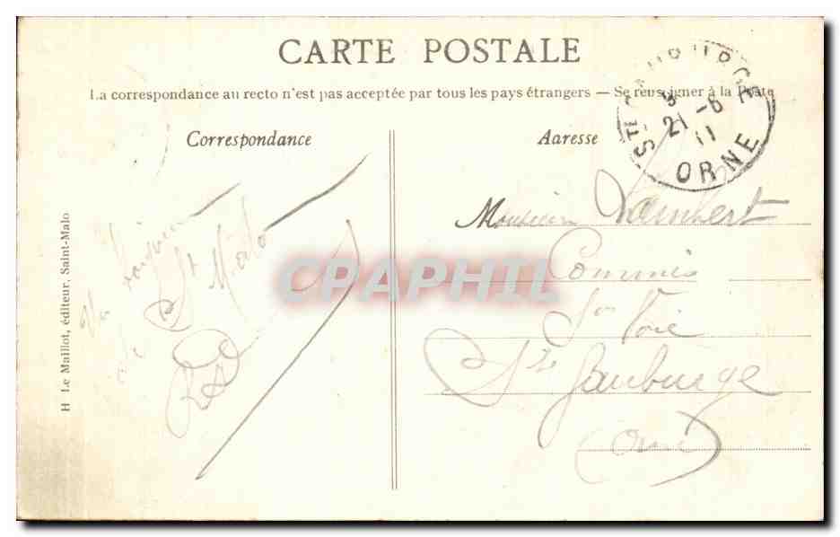 La Baia di San Malo sotto la luna - H. Le Maillot, editore, n° 1386 — Verso