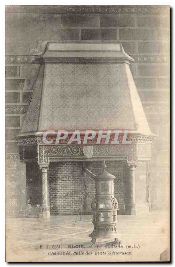 CPA Blois Le chateau Cheminee Salle des Etats Generaux Poele
