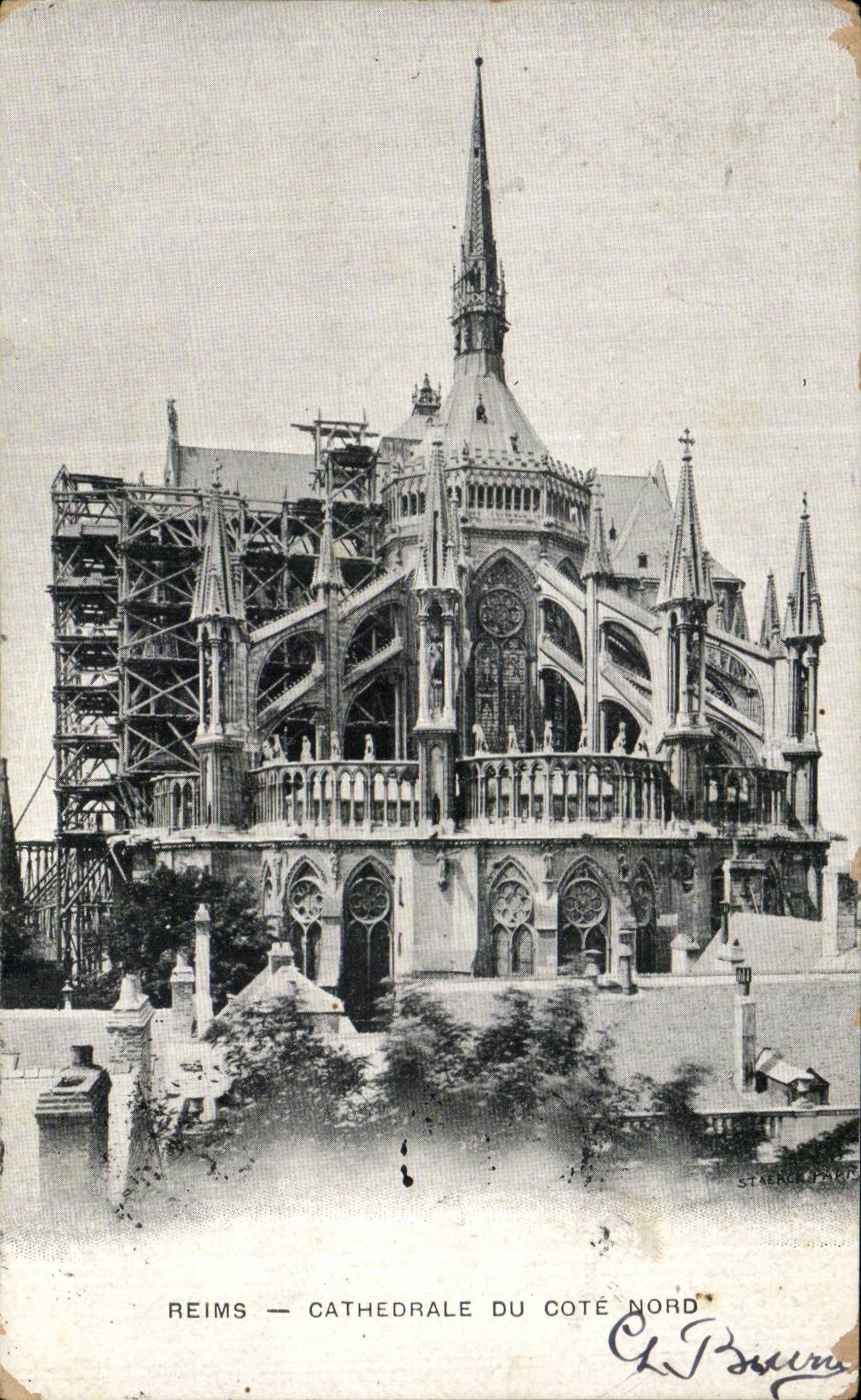 Reims — Kathedrale von der Nordseite — Stencau Paris