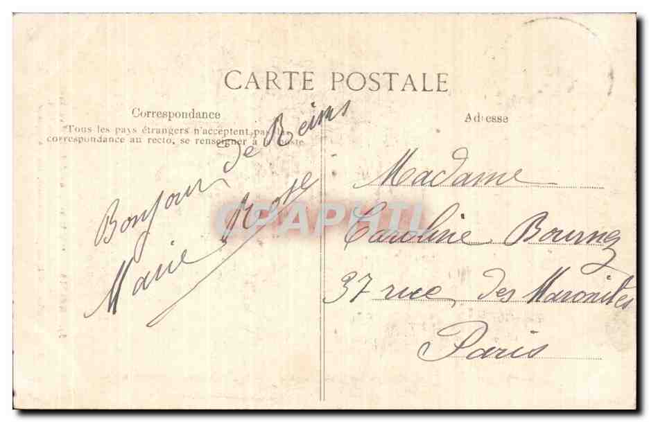 CPA Reims L'Aisne motif de la fontaine  — Rückseite