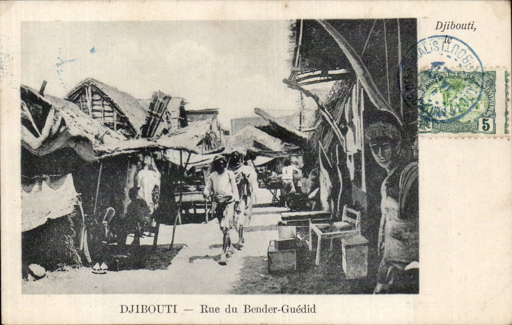 CPA Cote des Somalis Djibouti Rue du Bender Guedid