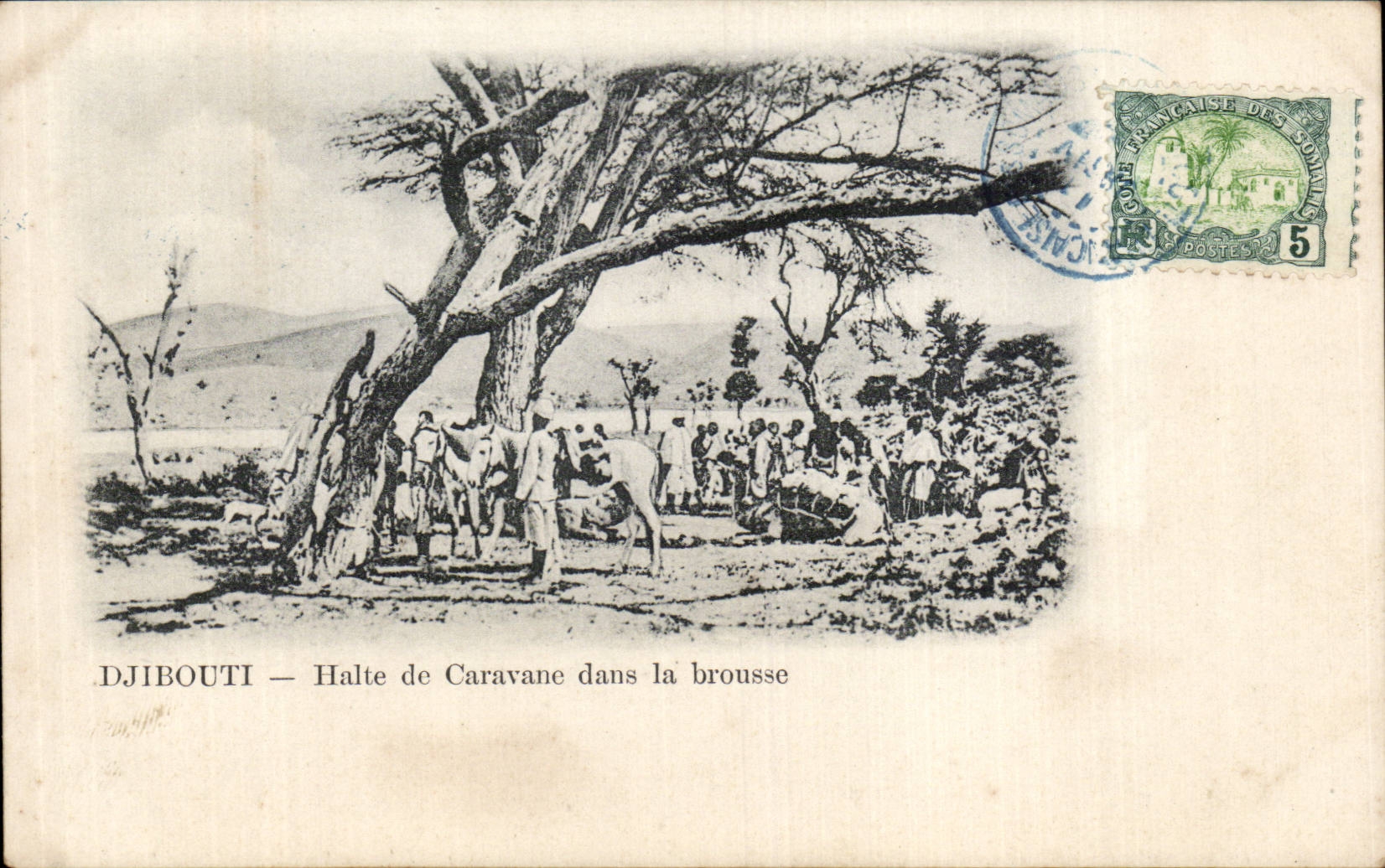 CPA Cote des Somalis Djibouti Halte de caravane dans la brousse