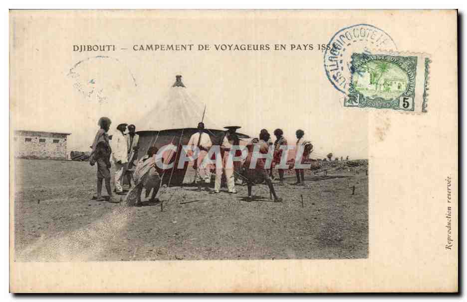 CPA Cote des Somalis Djibouti Campement de voyageurs en pays Issas