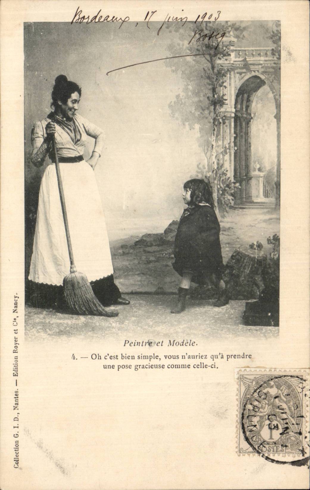 CPA Fantaisie Peintre et modele Femm et enfant