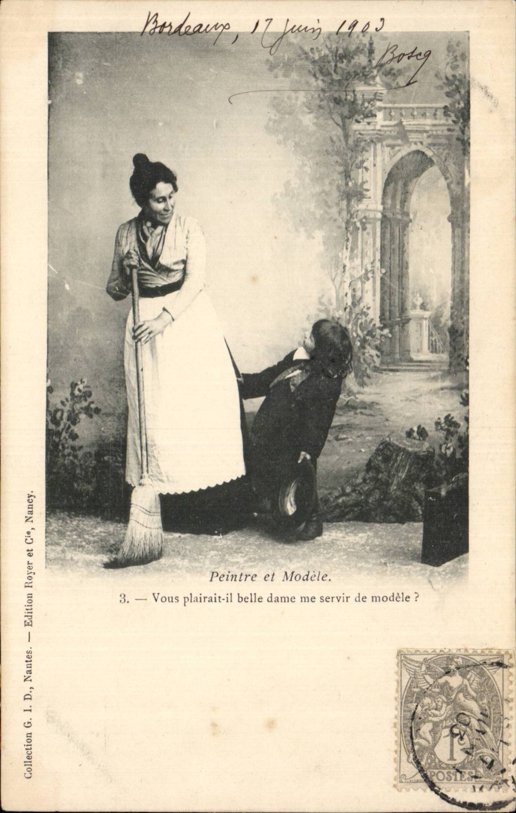 CPA Fantaisie Peintre et modele Femme et enfant