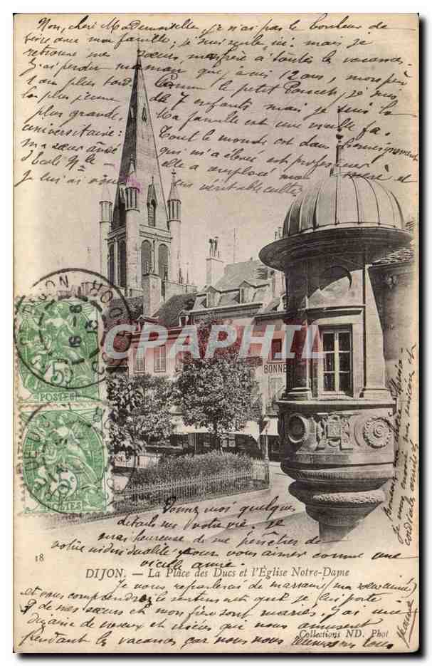 CPA Dijon La place des Ducs et l'eglise Notre DAme