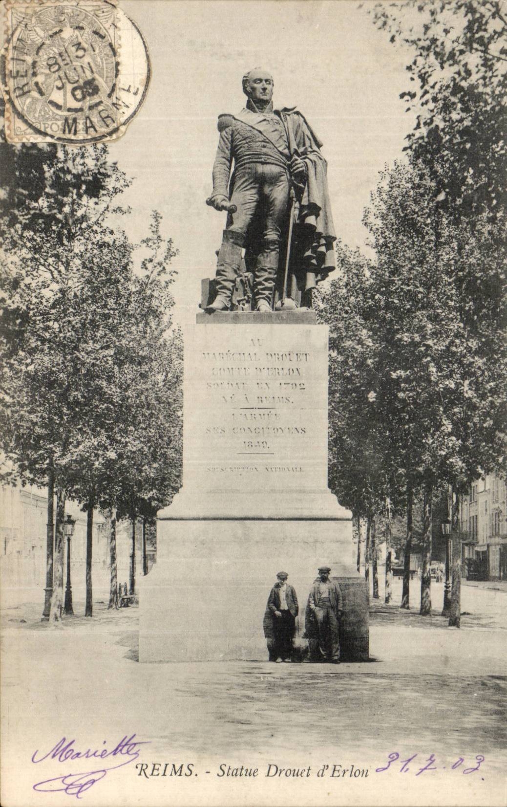 CPA Reims Statue Drouet d'Erlon