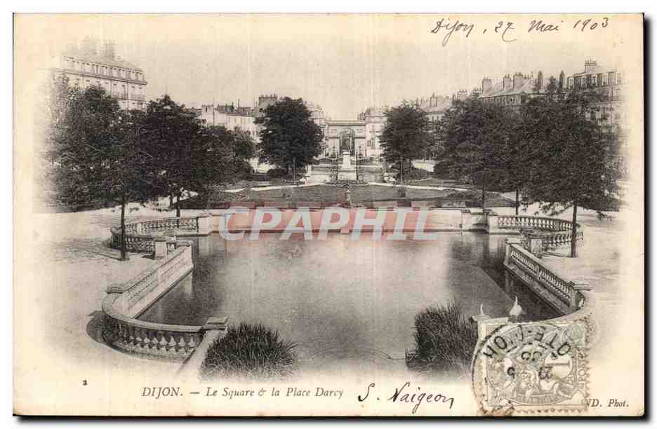 CPA Dijon Le square et la place Darcy