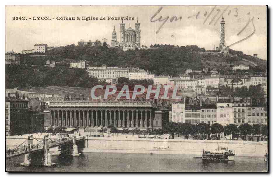 LYON - Hügel und Kirche von Fourvière — Antike Ansichtskarte n°8342, Verlag unbekannt