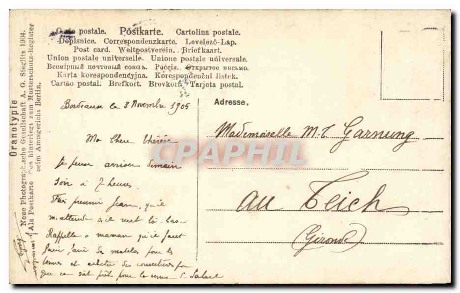 CPA Fantaisie Enfant — Rückseite