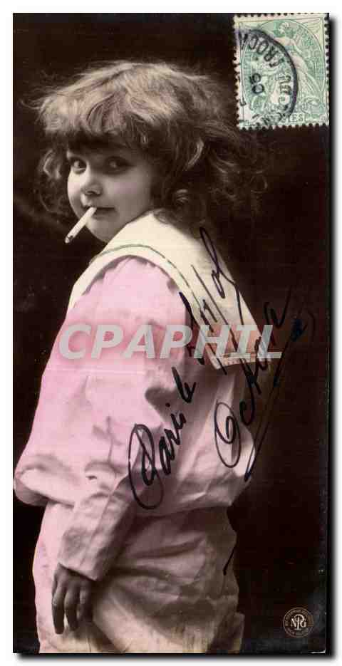 CPA Fantaisie Enfant et cigarette Tabac Tobacco