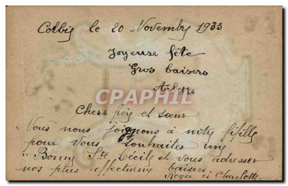CPA Fantaisie Harpe Vive Ste Ceciel — Back