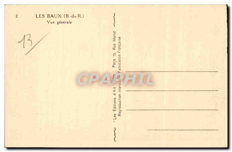 CPA Les Baux Vue generale — Rückseite