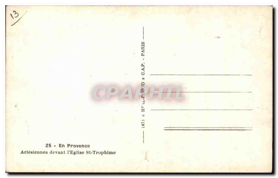 CPA Arles Arlesienne Folklore Costume Arlesiennes devant l'eglise Ste Trophime — Verso