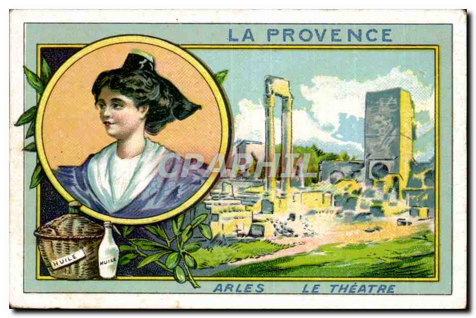Carte publicitaire Arles La provence Le theatre Maison Soubes Bordeaux Rue Ravez Tissus Nouveautes