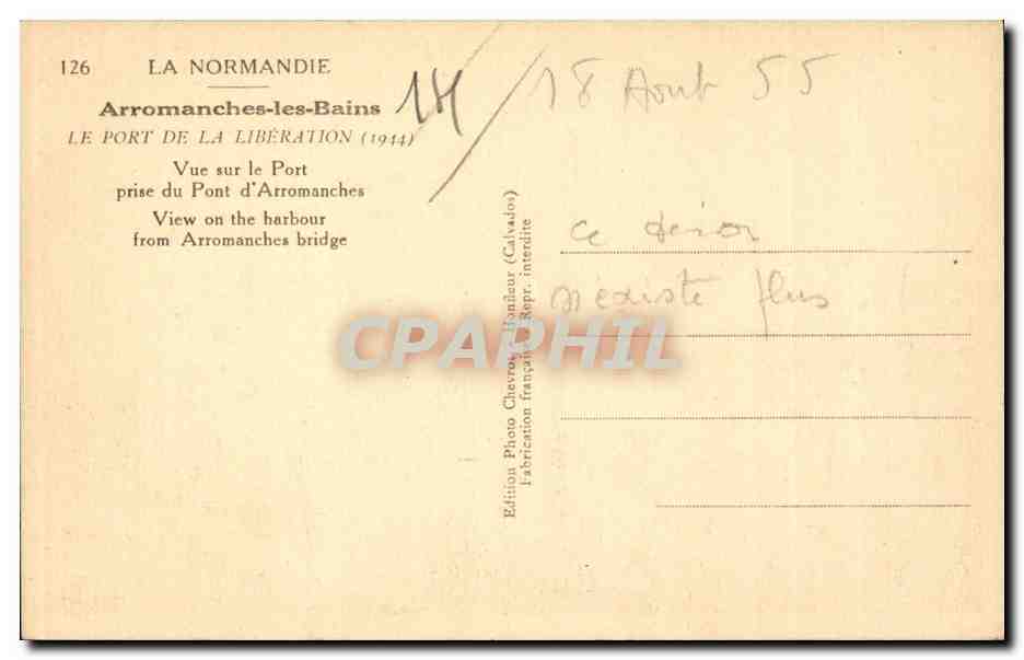 Arromanches-les-Bains — Le port de la Libération (1944) — Marquise de Calvados / Arroolibe — Verso