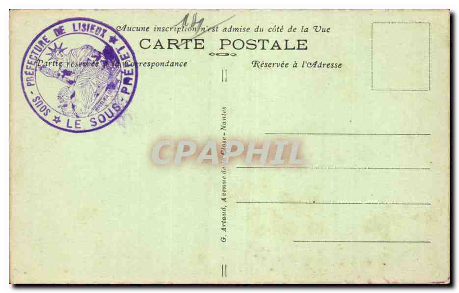 Lisieux CPA La sous Prefecture — Rückseite