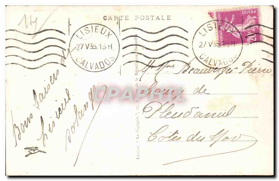 Lisieux CPA Interieur de l'eglise St Jacques  — Verso