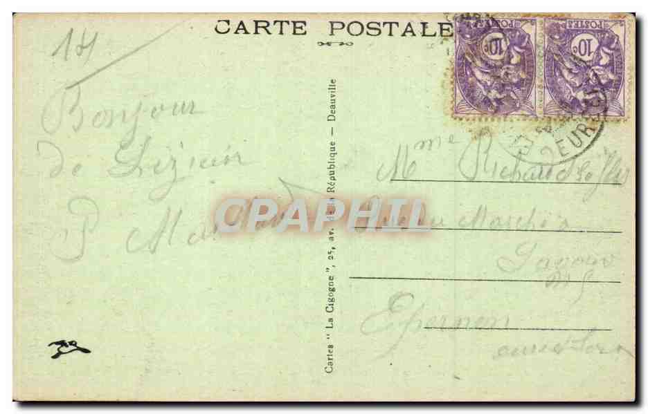 Lisieux — Les bords de la Touques au Camp-Franc — Carte 'La Cigogne' n°45 — Verso