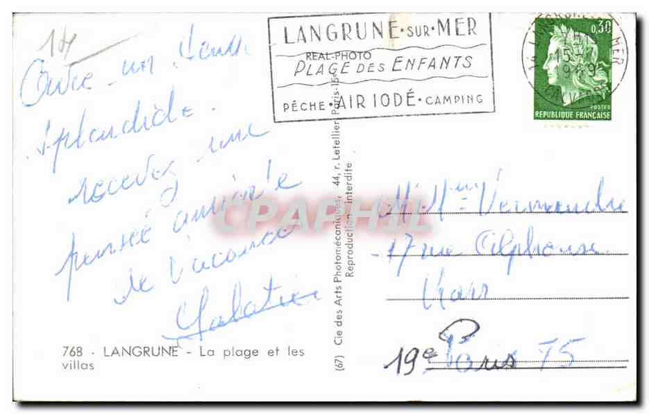 Langrune sur Mer CPA La plage et les villas — Rückseite