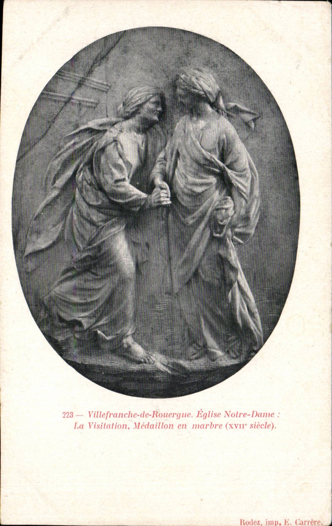 La Visitation — Médaille en marbre (xviiie siècle) — Villefranche-de-Rouergue, Église Notre-Dame, imp. E. Carrère