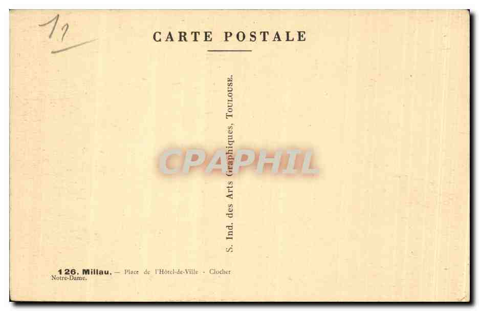 Millau CPA Place de l'hotel de ville clocher Notre Dame — Rückseite