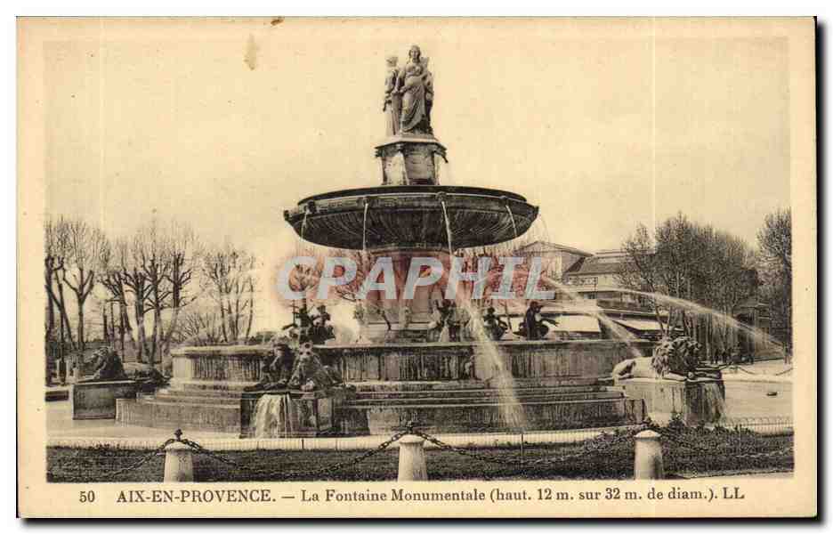 AIX-EN-PROVENCE — La Fontaine Monumentale (haut. 12 m. sur 32 m. de diam.) — LL