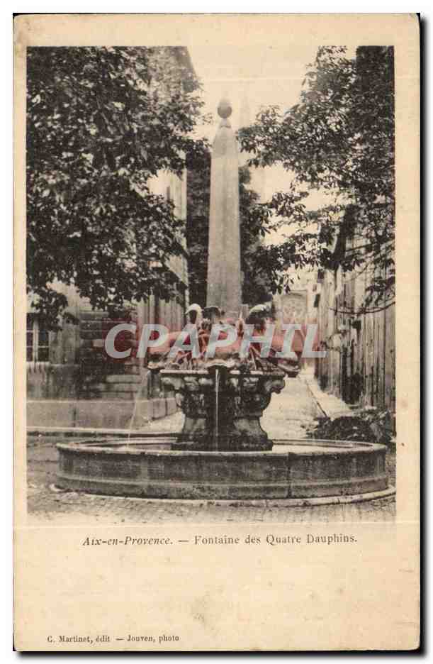 Aix-en-Provence — Fontaine des Quatre Dauphins — G. Martlinet, édit — Jouven, photo