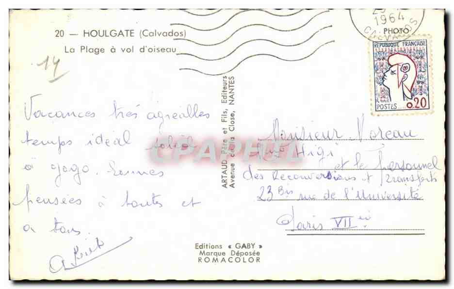CPA Houlgate La plage a vol d'oiseau — Rückseite