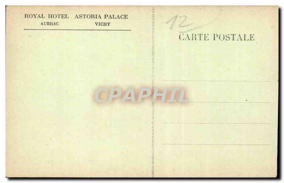 Aubrac (Aveyron) — Vue d'ensemble du rocher de Belveyet — Royal Hotel Astoria Palace, Vichy — Verso