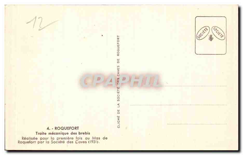CPA Roquefort Traite mecanique des brebis (moutons) — Rückseite